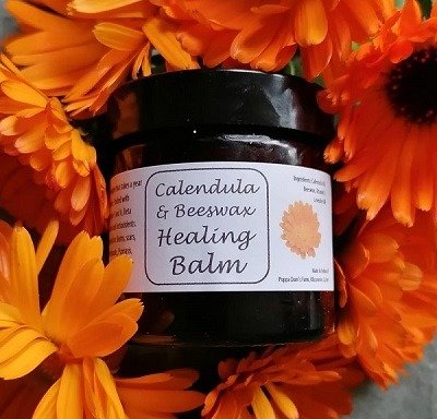 All-natural, chemical-free calendula and beeswax balm