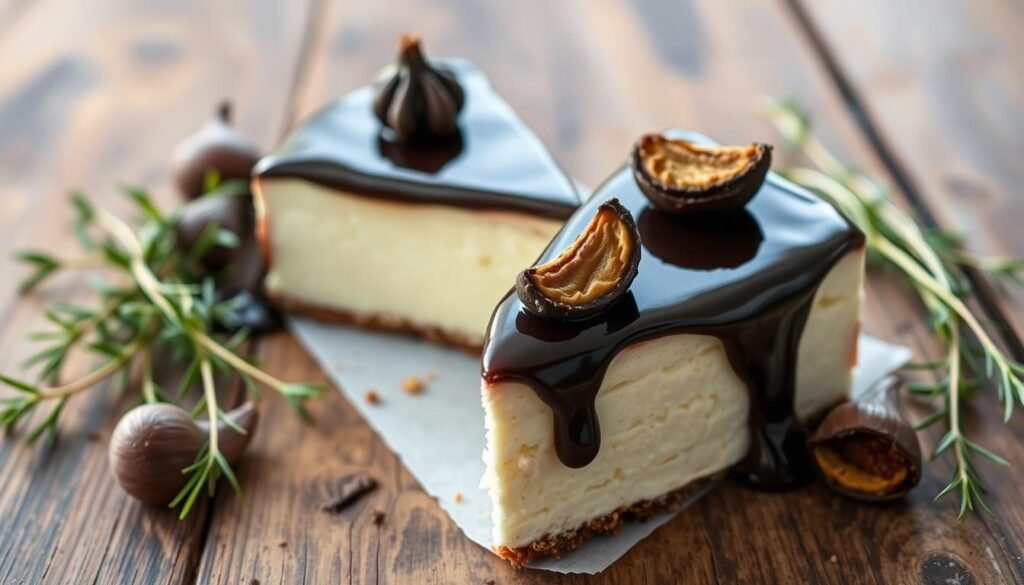 Black garlic cheesecake