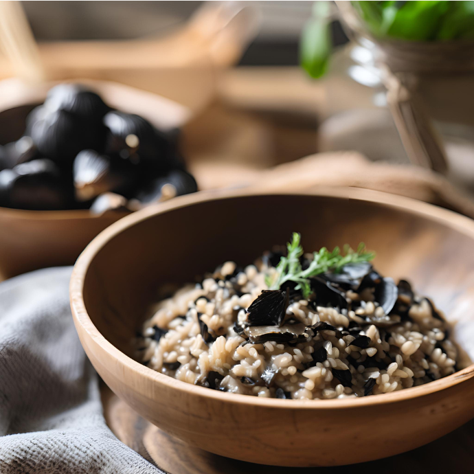 Black garlic risotto